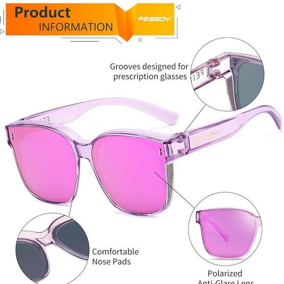 Oversized Polarized Sunglasses Fit Over Glasses UV400 Women Stylish Fashion - Picture 4 of 8